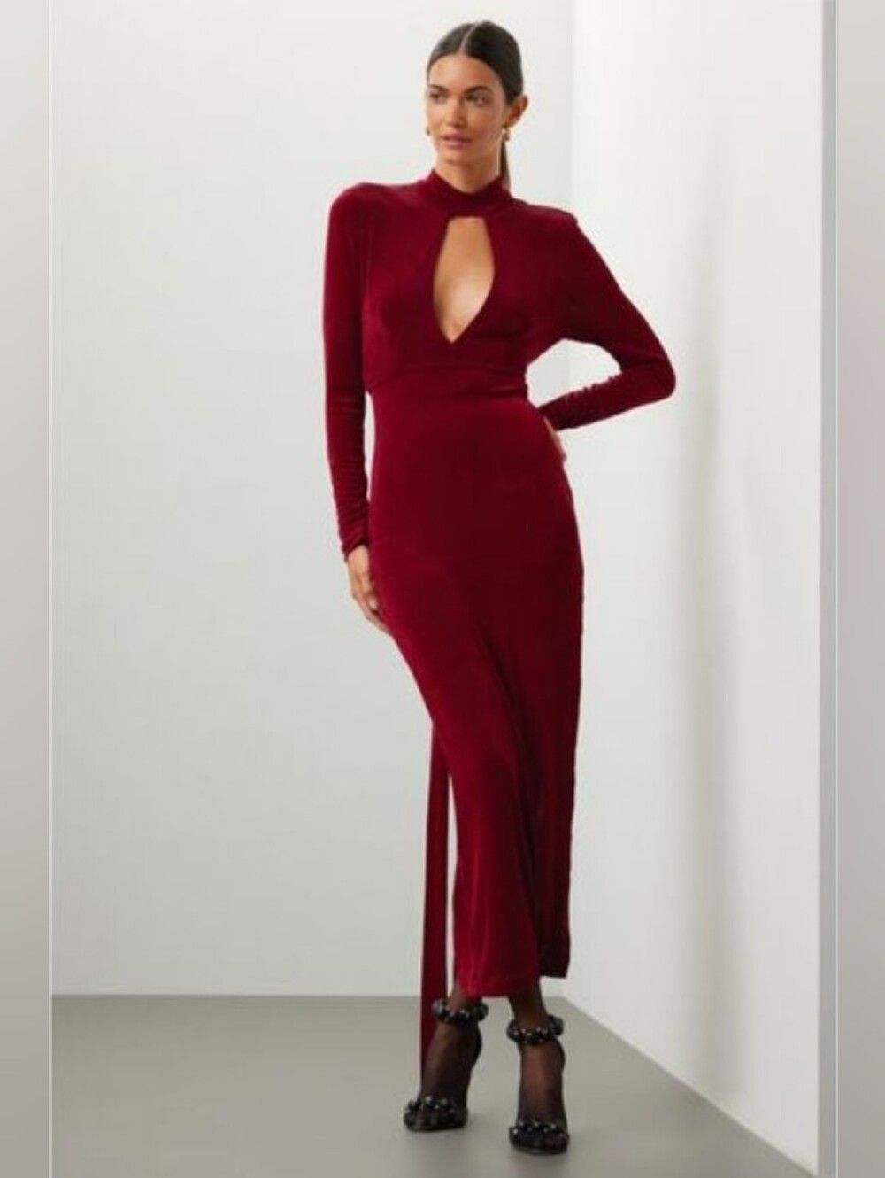 NWT Bardot Ellis Maxi Dress Size Large L Burgundy Red